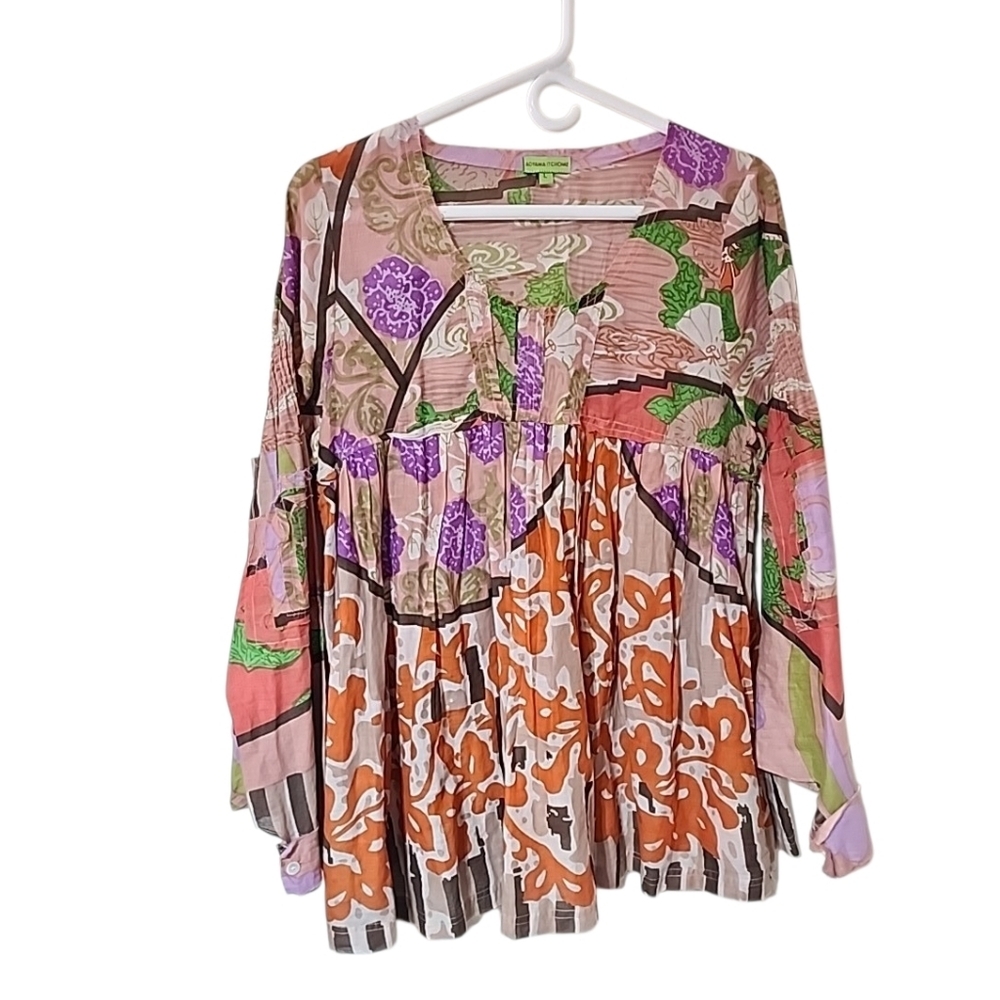 Aoyama Itchome Boho Print Blouse – Size Large ✨ - Picture 2 of 6